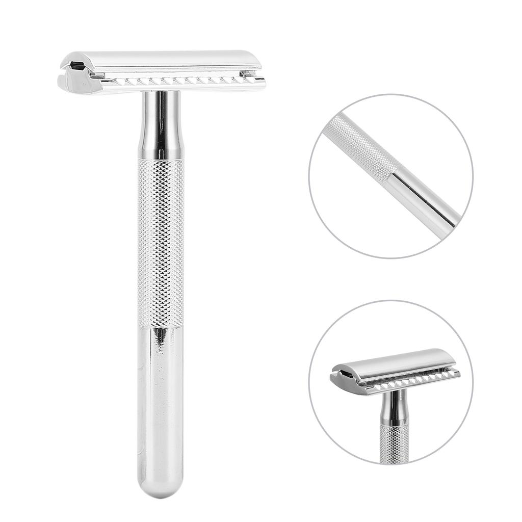 Aparat de ras de siguranță cu mâner lung, aliaj de zinc, aparat de ras de siguranță, aparat de ras manual reutilizabil, aparat de ras cu lamă dublă pentru bărbați