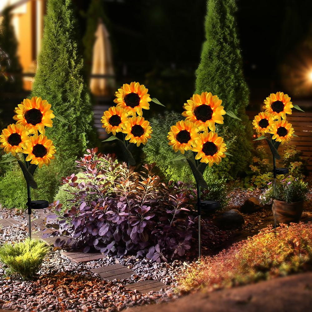 Solar Sonnenblumen Lichter Garten Simulationsblumen Außen Wasserdicht Erdspieß Licht Hinterhof Blumenbeet Gehweg Terrasse Veranda Dekor