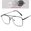 Double Beam Anti Blue Light Square Prescription Glasses For The Nearsighted Vintage Metal Myopia Spectacles -0.5 -0.75 To -6.0