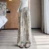 2025 Summer Retro Print High-Waisted Wide-Leg Pants - Slimming, Loose, and Lightweight for Women