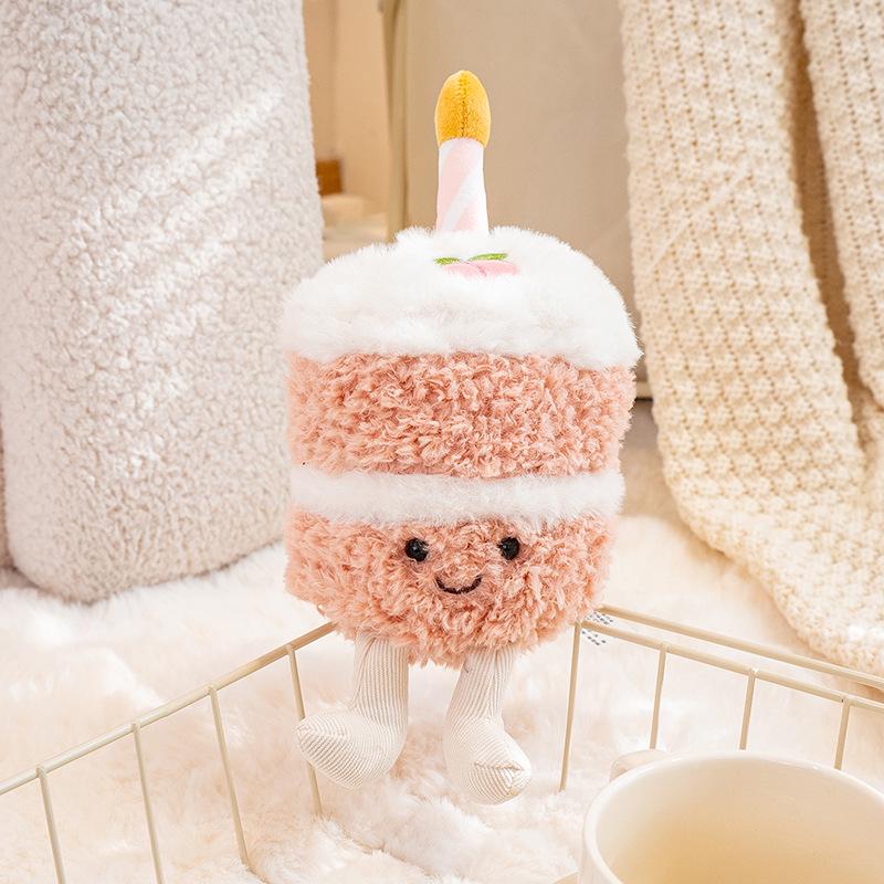 Cute Cartoon Birthday Cake Plush Doll Ornament Toy Gift