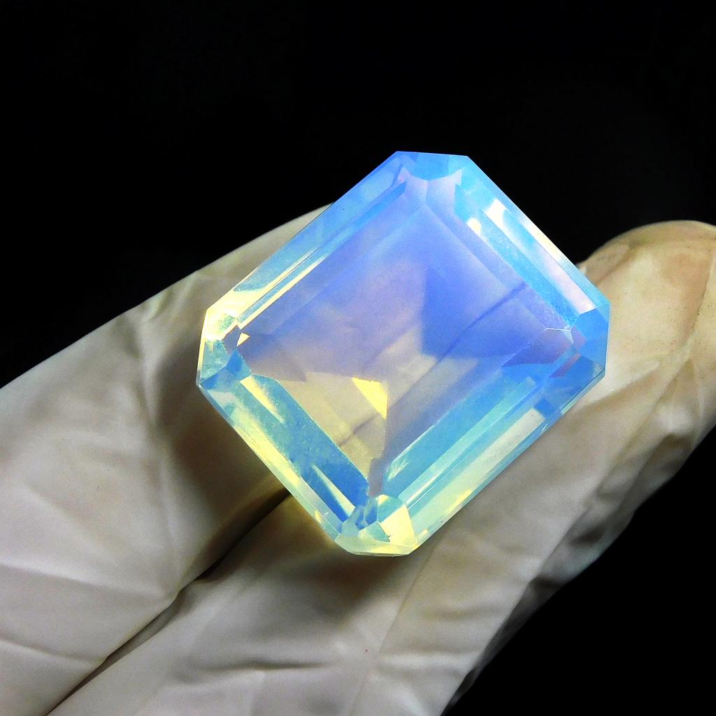 Lab-Created Opal Loose Gemstone Emerald Cut Unique Multicolor 49.15 ct October Birthday Birthstone
