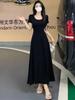 French Retro Hepburn Black Halter Dress, Summer Slim-fitting Waist and Thin Dress