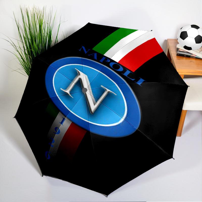 Ombrello Emblema Calcio Napoli - Apertura/Chiusura Automatica, Ombrello Leggero Compatto a 8 Stecche Essenziale per l'Outdoor, Accessorio Picnic, Ventaglio, Regali