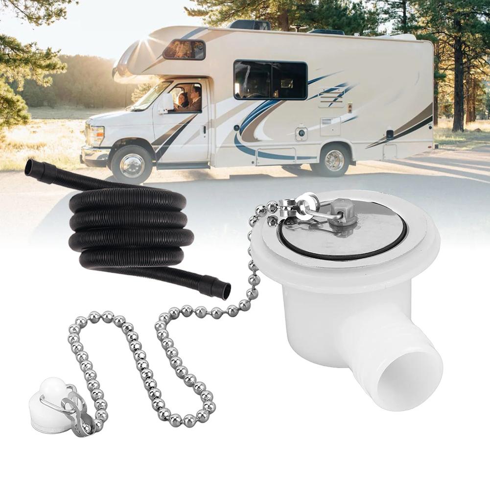 Right Angle Design RV Sink Drain Connector with 2 Meter Hose Leak Proof Seal for RV and Yacht Sink Applications