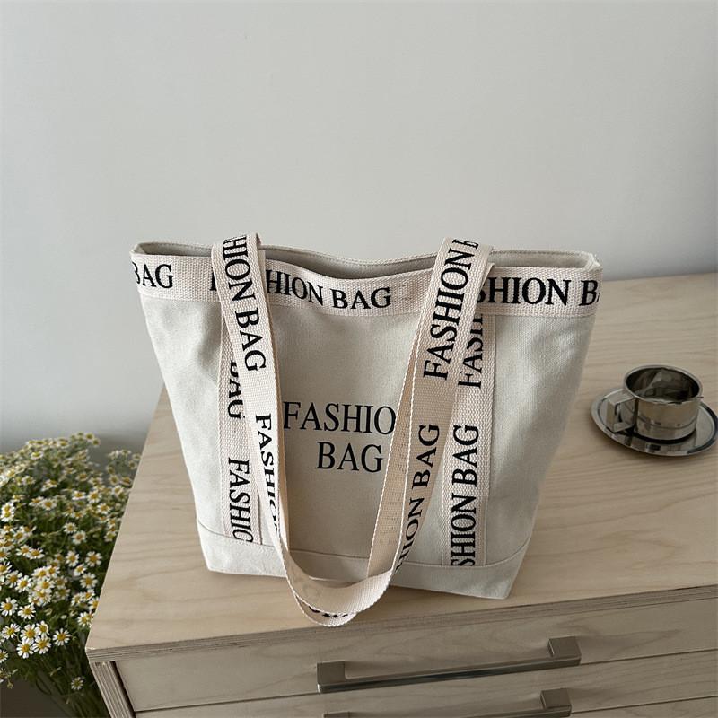 Large Capacity Canvas Tote Bag For Women 2024 Spring New Stylish Letter Design