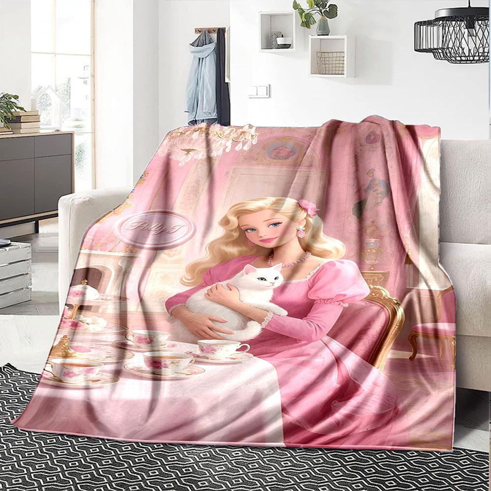 1pc Tea Party Flannel Blanket Soft Warm Throw for Home, Office, Travel, All-Season Cozy Bedding GiftL1035