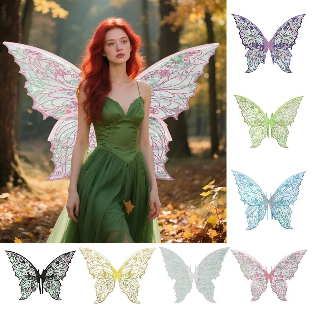 Funny Princess Angel Wing Fairy Wings Sparkling Organza Butterfly Wings Dress UP Elf Cosplay Wing for Women Girls