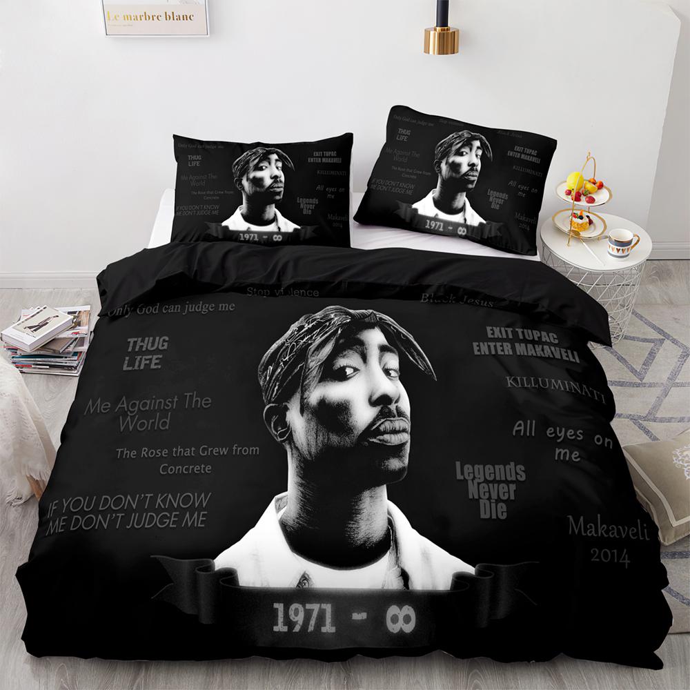 2Pac Ložní souprava Jednolůžko Dvojlůžko Plná Velikost Queen King Tupac Amaru Shakur Ložní souprava Aldult Dítě Ložnice Sady povlečení 3D Tisk 043