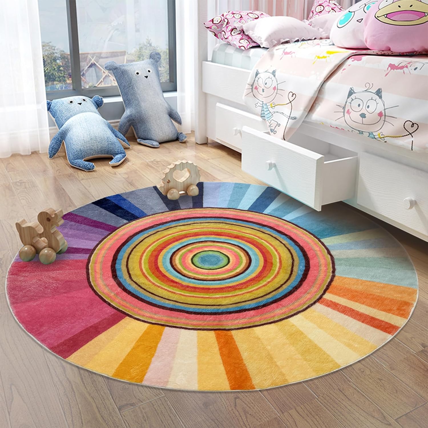 

Abstract Paint Splatter Pattern Carpet Colorful Design Artistic Kids Room Decor Mat Soft Non-Slip Area Rug for Bedroom Playroom 80x80cm