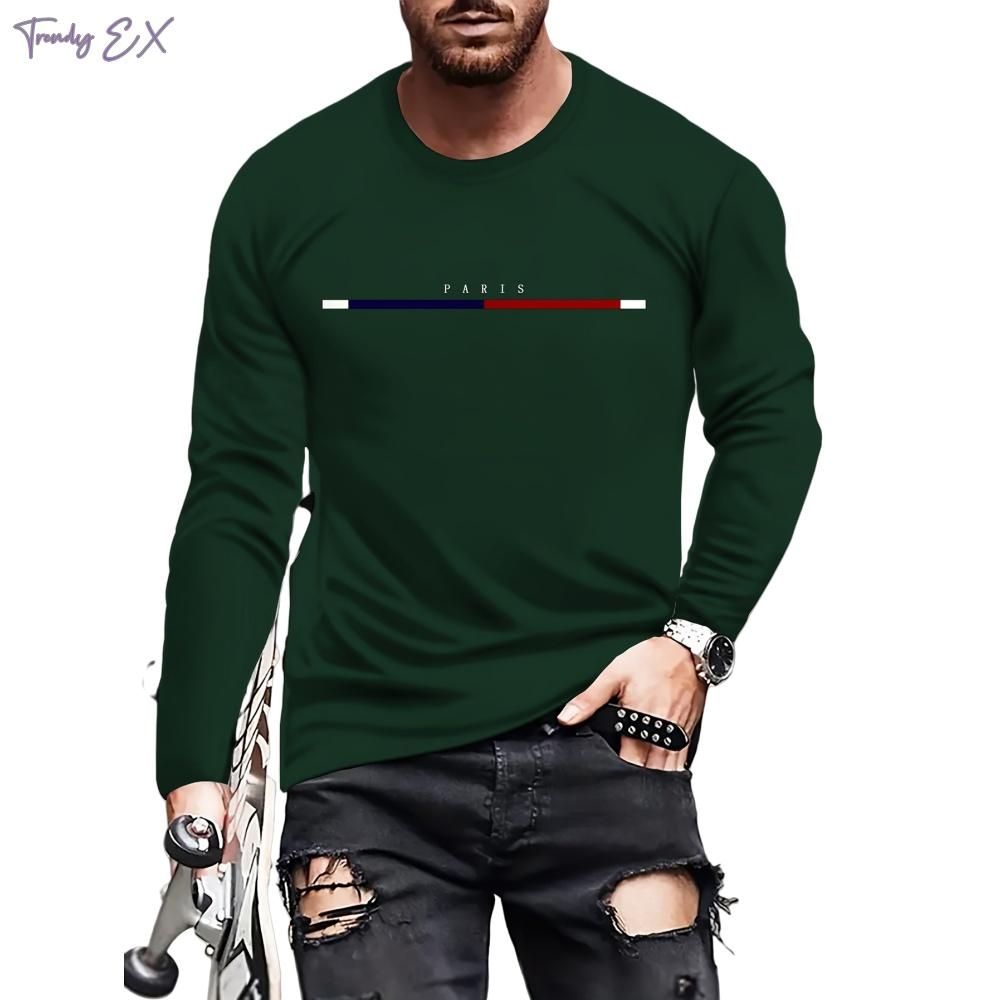 

Мужская одежда 2024 года, однотонные футболки с графическим принтом, уличная мода, футболки с круглым вырезом, топы, спортивные футболки с длинным рукавом для мужчин XL