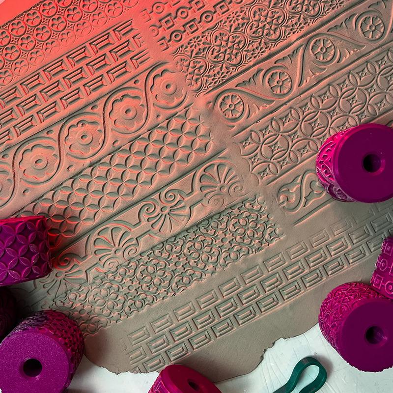 Hliněné razítkovací válečky Renesanční vzory Keramická textura Kolečko Lisovací forma Váleček Nástroj DIY hliněné nástroje Umělecká dekorace Řemesla