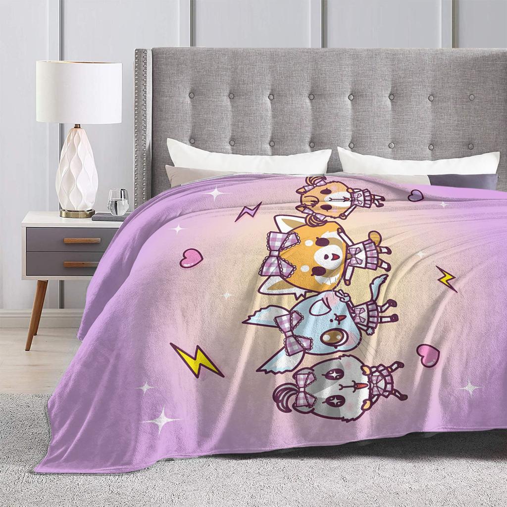 Aggretsuko Flannel Blanket Winter  Warm Soft Throw Blanket for Kids Outdoor Pattern Bedspread Sofa Bed Cover