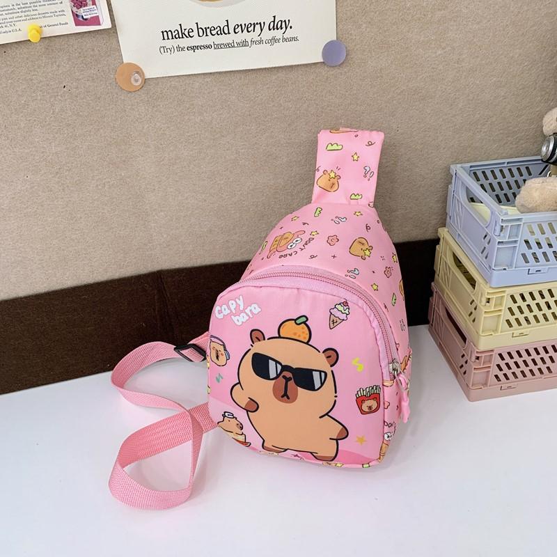 School Bag Cartoon Love Breast Bag New Simple Kapibara Printed Children's Change Bag Oblique Batch
