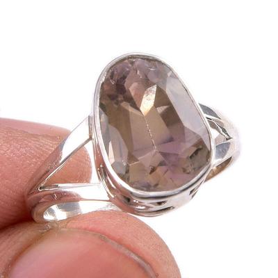 Natural Ametrine Gemstone Handmade 925 Solid Silver Jewelry Ring Size 6.5 s0Z71