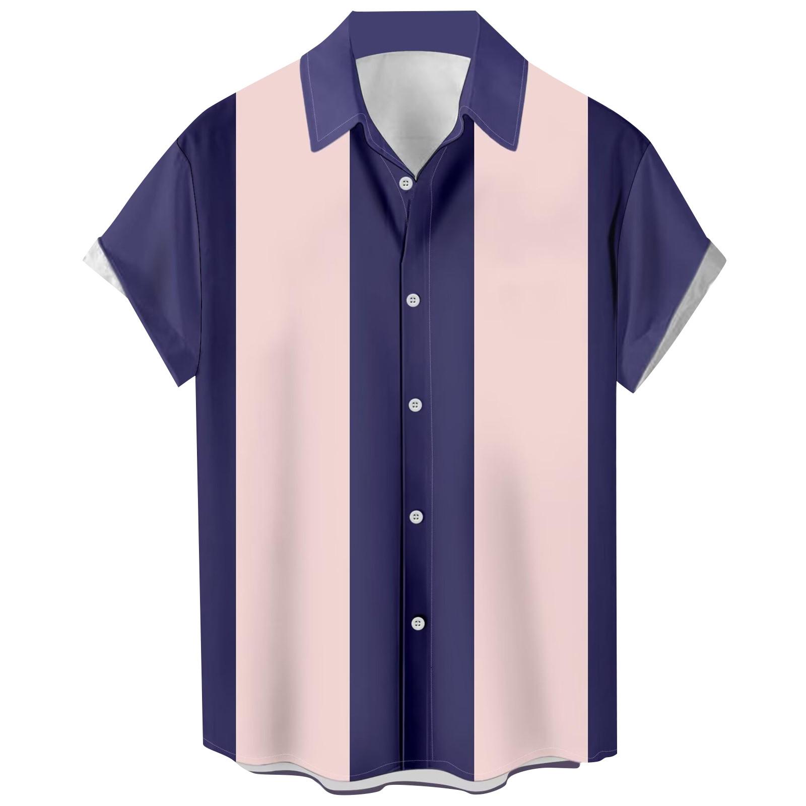 

Гавайская рубашка для мужчин, мужские винтажные рубашки для боулинга на пуговицах, летняя пляжная рубашка с коротким рукавом XXXL