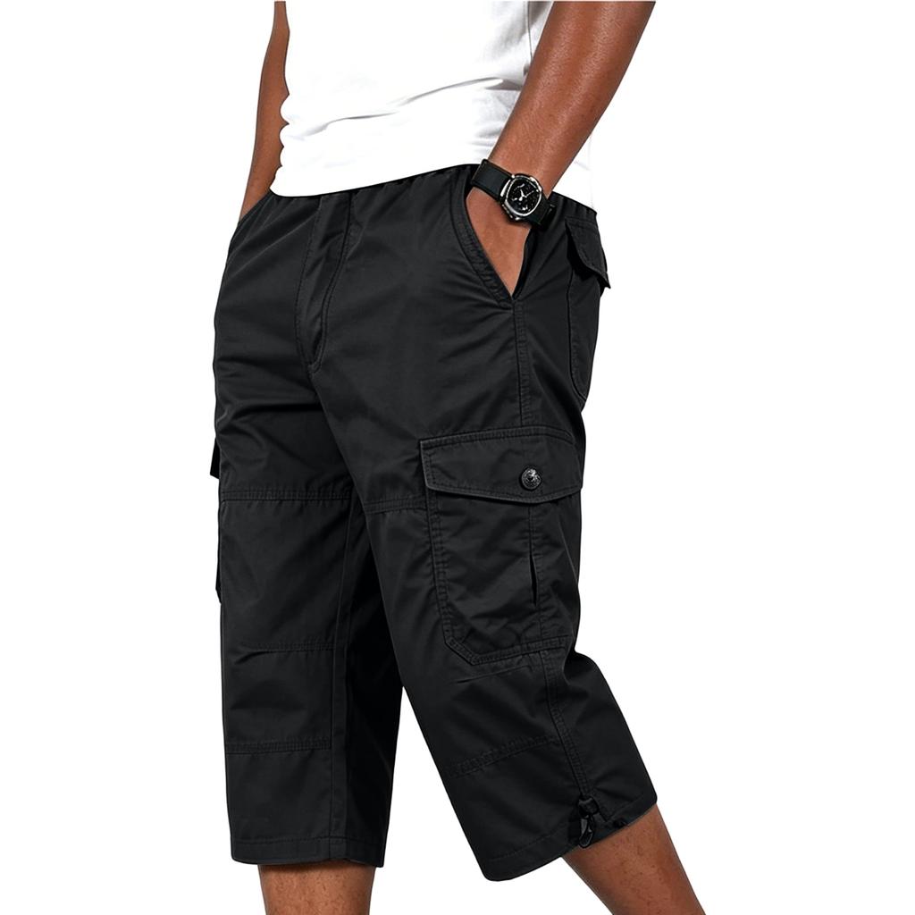 Heren Losse Casual Cargo Shorts Multi Pocket Knie Lengte Werkkleding Utility Shorts met Verstelbaar Trekkoord Zoom