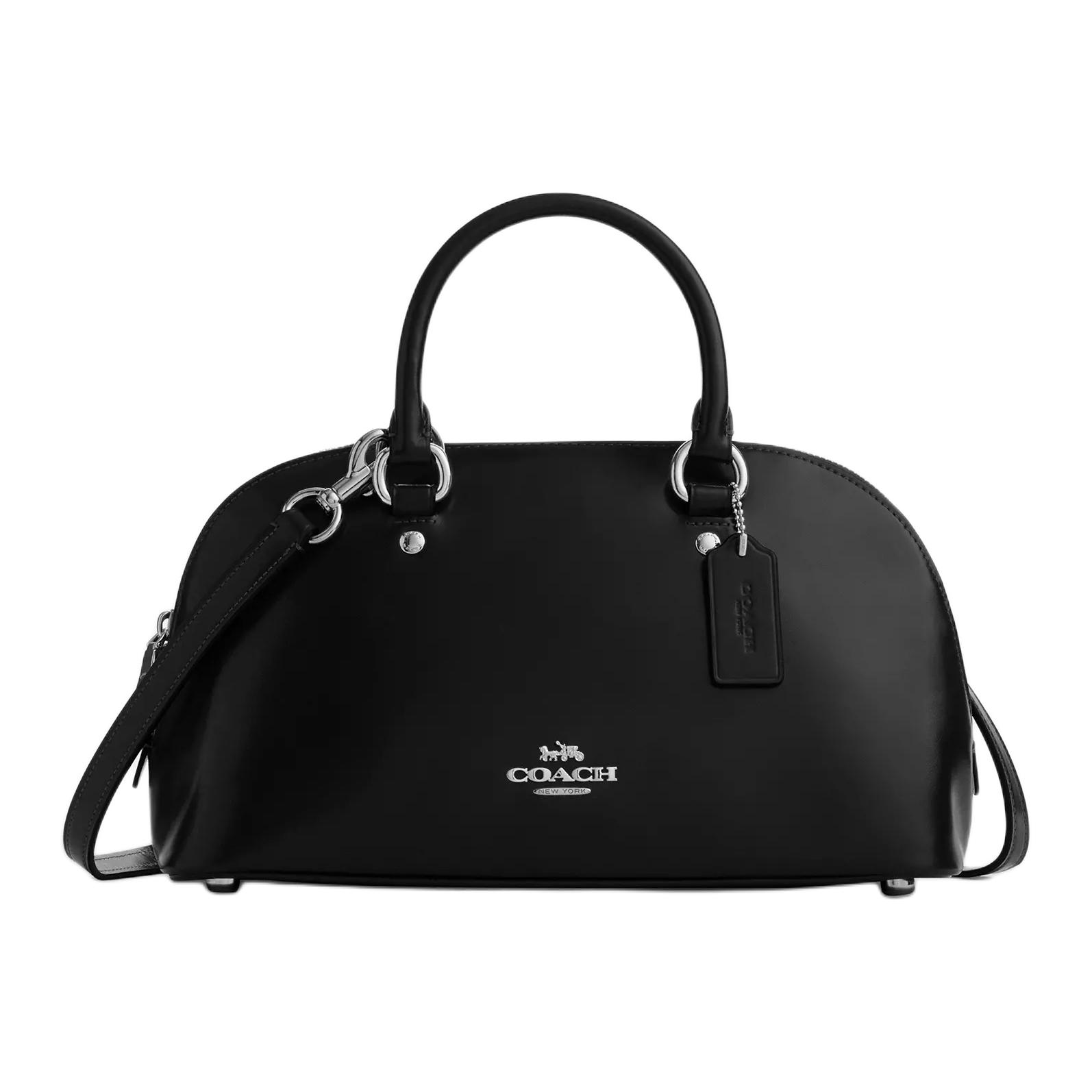 Coach Satchel Silver Logo Leather Shoulder