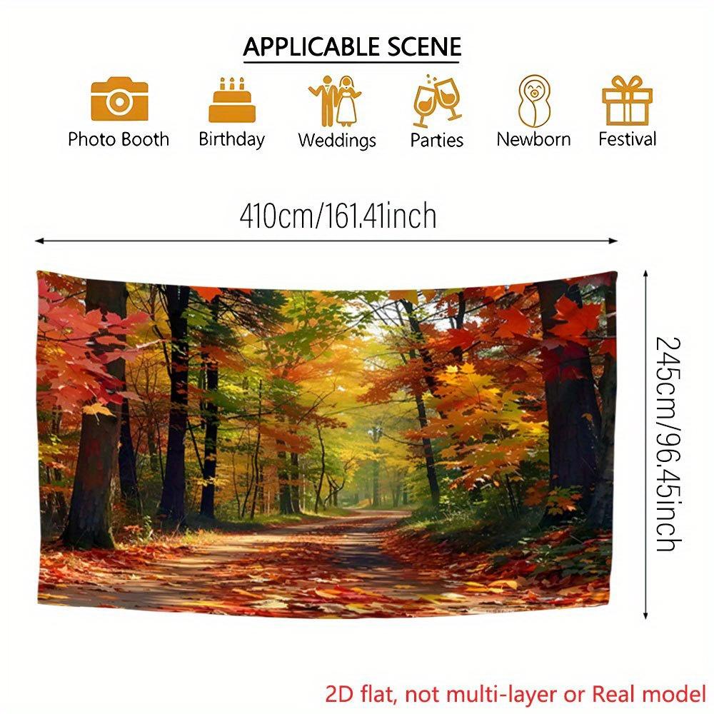 2D plane, 1 piece of autumn forest path background fabric, suitable for party and anniversary decoration