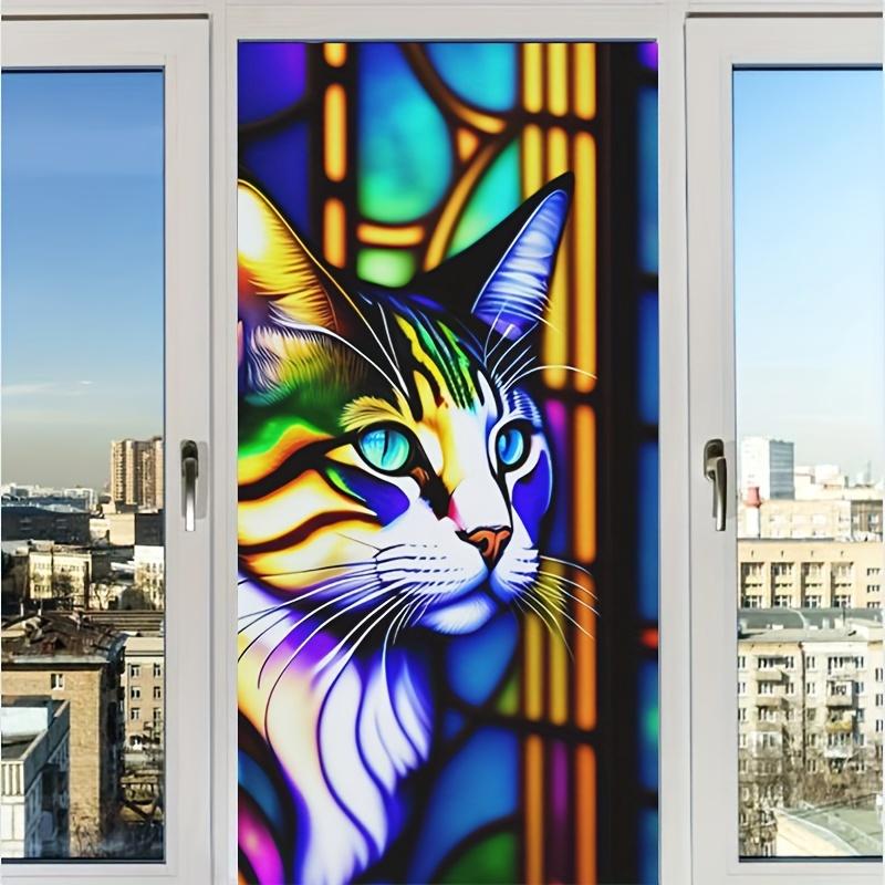 Cat Pattern Glass Window Electrostatic Sticker Privacy Window Film Static Cling Decoration Door Living Room Removable Home Decor