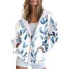 Womens Oversized Hooded Zip-Up Sweatshirt With 3D Digital Print Casual Loose Fit Winter