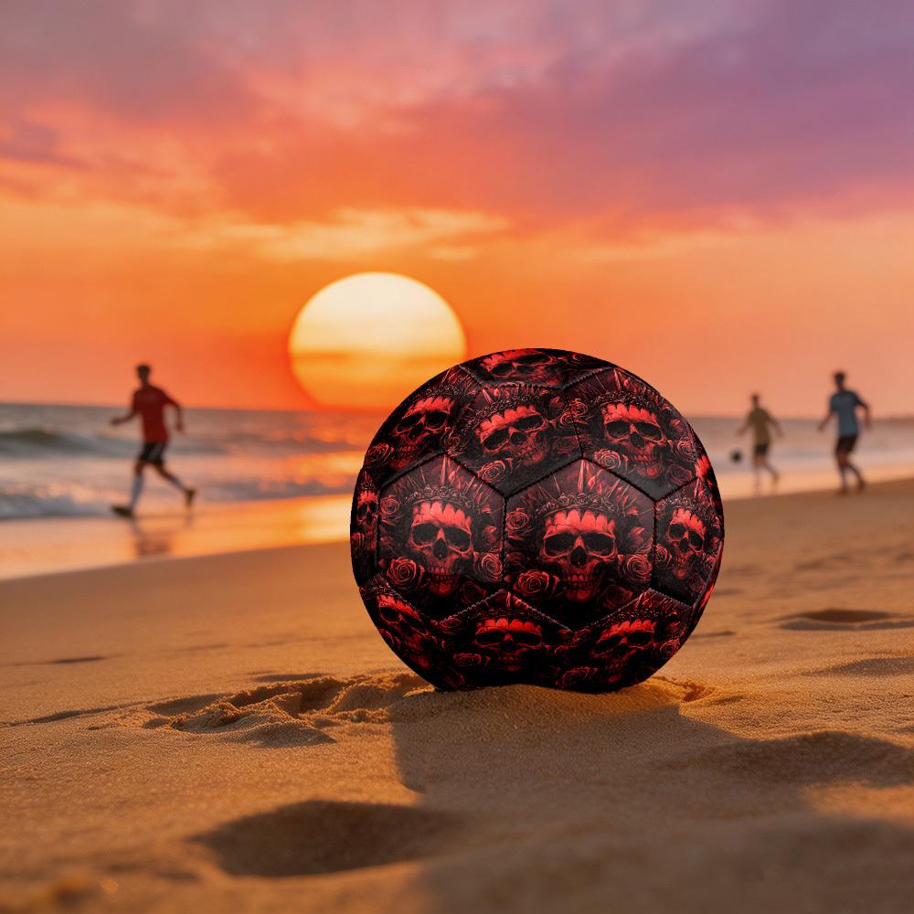 1pc Skull Roses Theme Soccer Ball Football, Size 5, Lightweight PVC, Outdoor Training Soccer Ball,Gift c6530