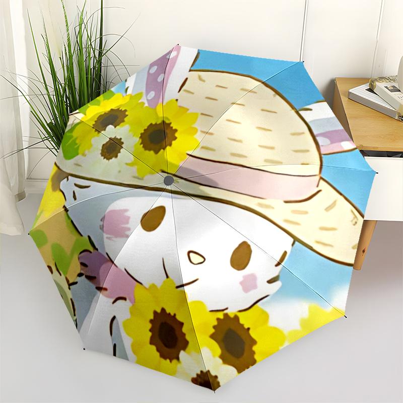 

1pc Sunflower Hat with Pink Polka Dots - Automatic Opening/Closing Umbrella, Portable Three-Fold Design, 8-Bone Iron Frame Outdoor Umbrella, Festival