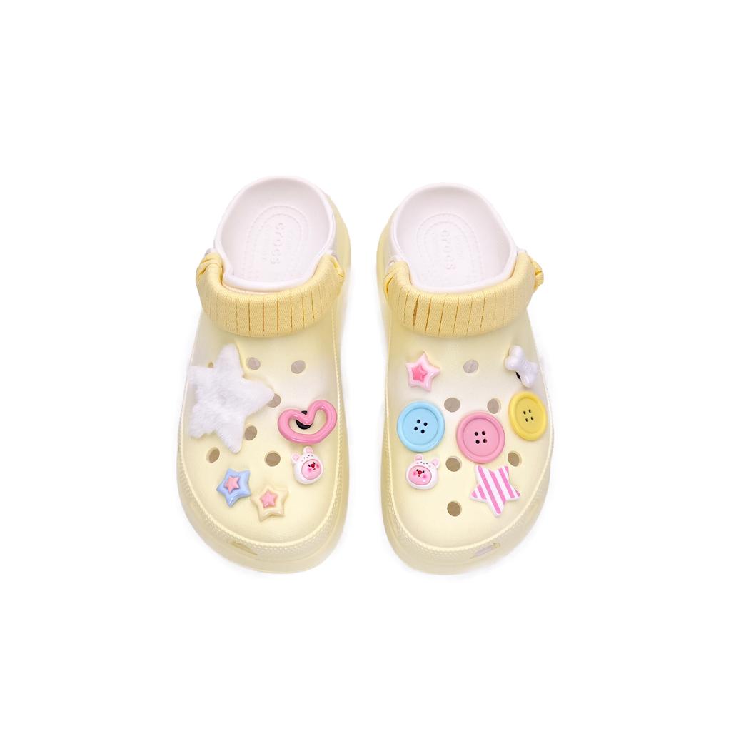 Crocs Crush Clog EVA Graffiti Decorative Buckle Commuter Comfortable Personality Simple Hole Shoes Women's Lemon Yellow