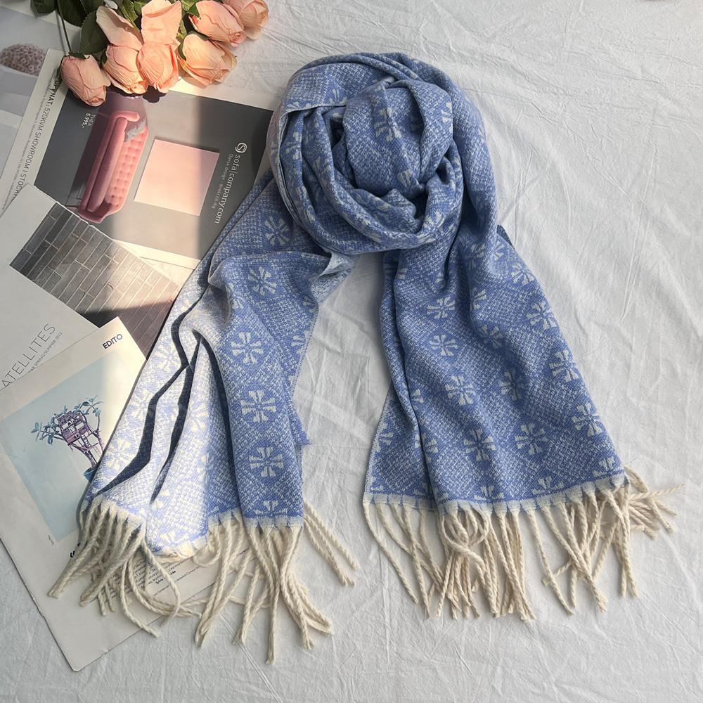 Scarf Women's Winter High End Imitation Cashmere Jacquard Scarf Versatile Warm Women's Scarf Tassel Shawl