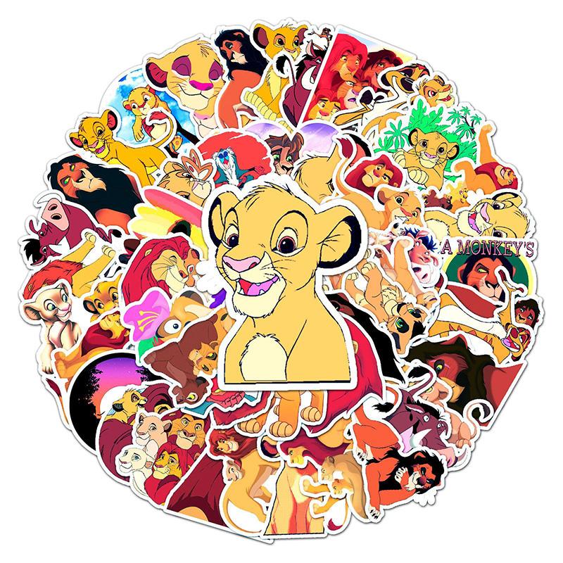 50 PCS Disney Lion King Simba Movie Cartoon Animation Decals Mobile Phone Skateboard Scrapbooking Cute Simba Stickers Gifts 50pcs