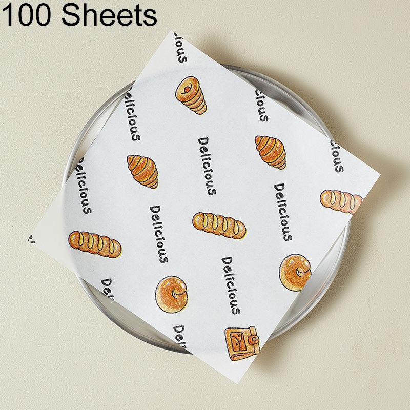

100 шт. Жиронепроницаемая бумага для подкладки корзин для еды, бумага-подушка, бумага для выпечки и упаковки, бумажные листы 7 x7 , вощеная бумага для гамбургеров, кексов, деликатесов 18*18cm