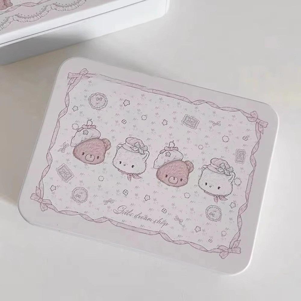Ins Cartoon Bear Iron Storage Box Rectangular Big Capacity Candy Cases Stickers Tapes Square Box Kpop Photocards