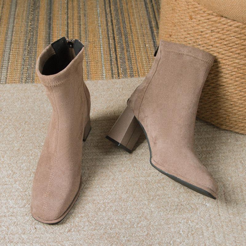 

Модные женские короткие ботинки 2025 Зима Новая мода Винтажные Нескользящие Высокие каблуки Удобная высота для увеличения роста Роскошные туфли-лодочки Botas De Mujer 40 хаки