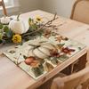 4/ 6pcs Vintage Pumpkin Flowers Leaves Placemats 12x18 Inch Fall Thanksgiving Table Decorations for Kitchen Dining Party Home