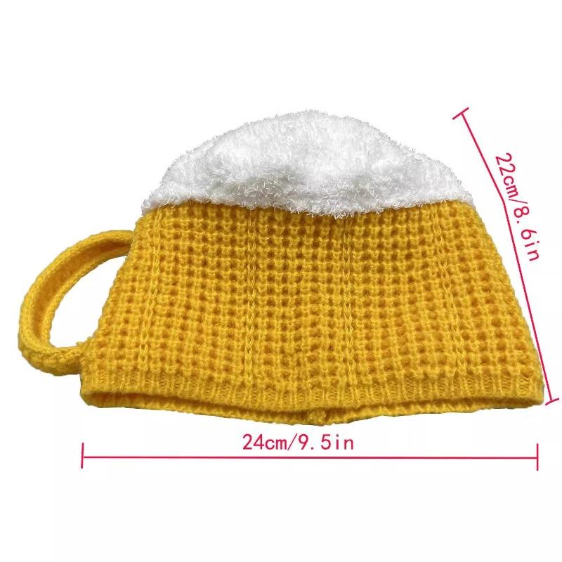 Winter Warm Hat Beer Cup Hats Beanie Unisex Hairline Cap Beer Lovers Ear Warmers for Women Men New Year Presents Fun Gift
