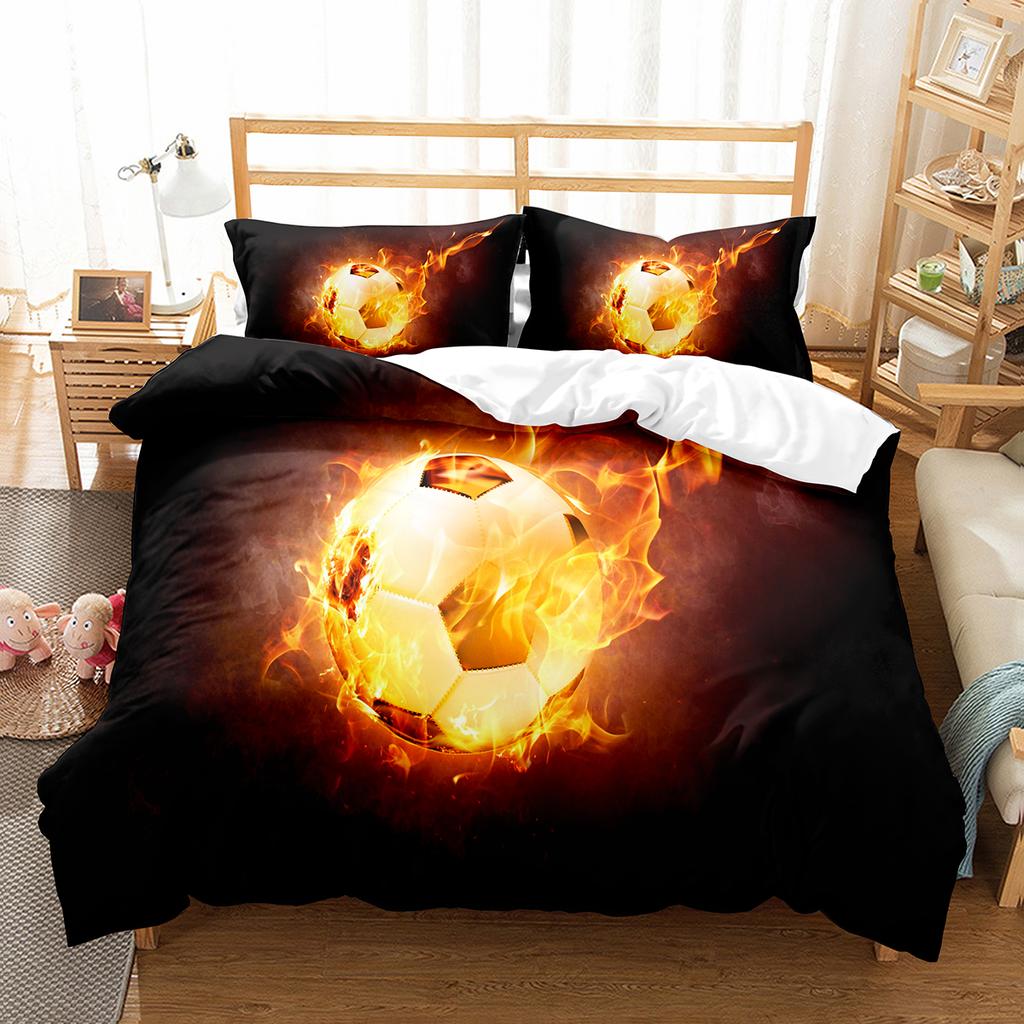 Soccer Duvet Cover Set King Queen Size Sport Theme Bedding Set For Kids Boys Girls Comforter Cover With Pillowcase Bedroom Decor