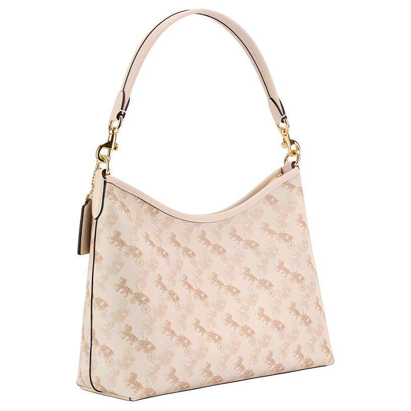 Coach Laurel 31 Classic Monogram Embossed Canvas And Leather Shoulder Bag Large Women Shoulder Bag Cream CBL85-IMCAH