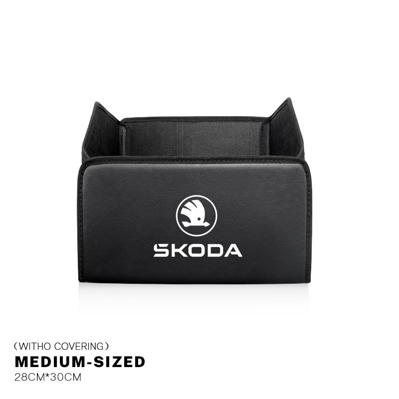 HIAQ2 Car Trunk Storage Box Leather Tidying Organizer Bag For Skoda Octavia Superb Rapid Kodiaq Karoq Fabia Kamiq Vision RS Yeti Scala