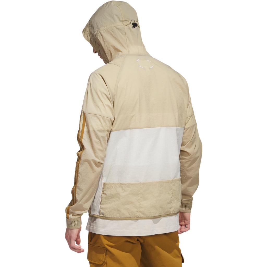 Adidas Logo Bedruckte Gestreifte Zip-Up Hoodie Jacke Herren Jacken Beige HS3205