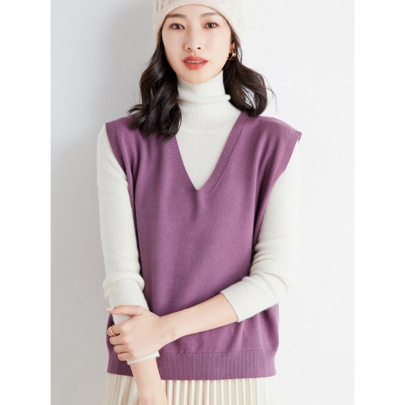 Women S Loose V Neck Sleeveless Knit Vest Solid Pullover