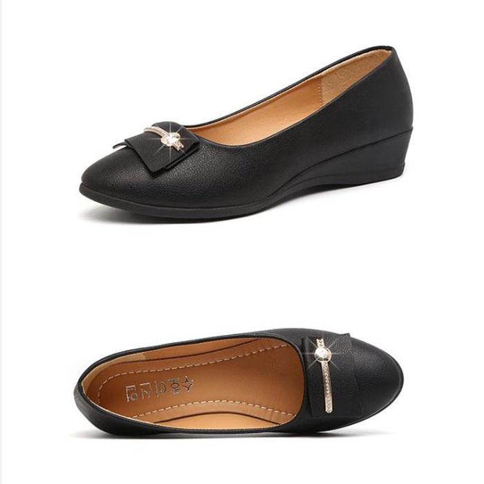 Single Shoes Leather Shoes Women's Flat Shoes Slope Heels Work Shoes Korean Women's Shoes Bean Shoes Women's Summer Shoes