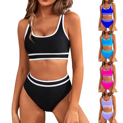 Dámské dělené sexy bikiny módní plavky s vysokým pasem, vyztužené bez ocelové podprsenky