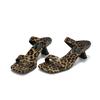  Summer sexy opentoed thick heels high heels new leopard print temperament square head cool slippers