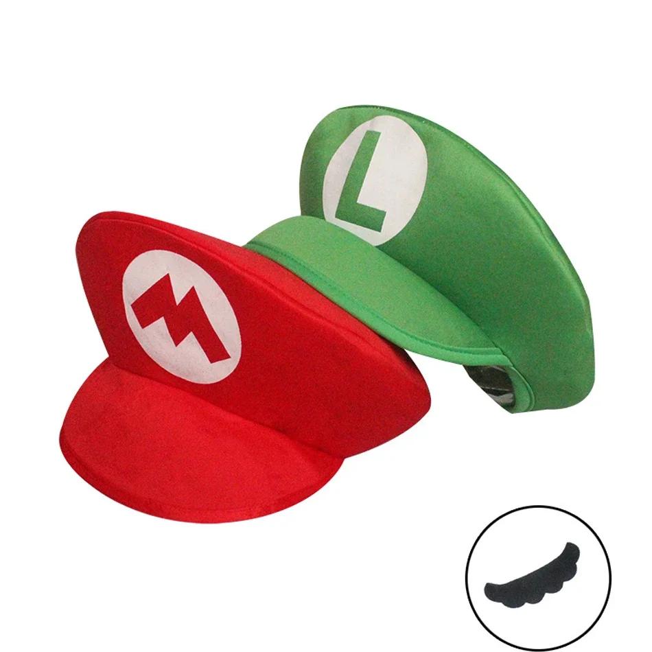 Adults Game Super Luigi Bors Cosplay Hats Funny Red Green Cap Halloween Party Cosutmes Accesorries Xmas Masqurade Decor