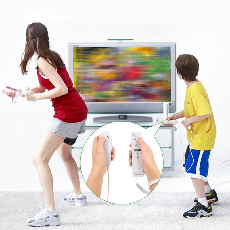 Controle Remoto e Nunchuck 2 em 1 Wii Motion Plus Controle Remoto Gamepad Controle Nunchuck para Nintendo Wii