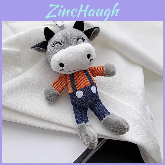 Adorable Plush Cow Mascot Keychain Soft Stuffed Animal Bag Pendant For Gift Giving