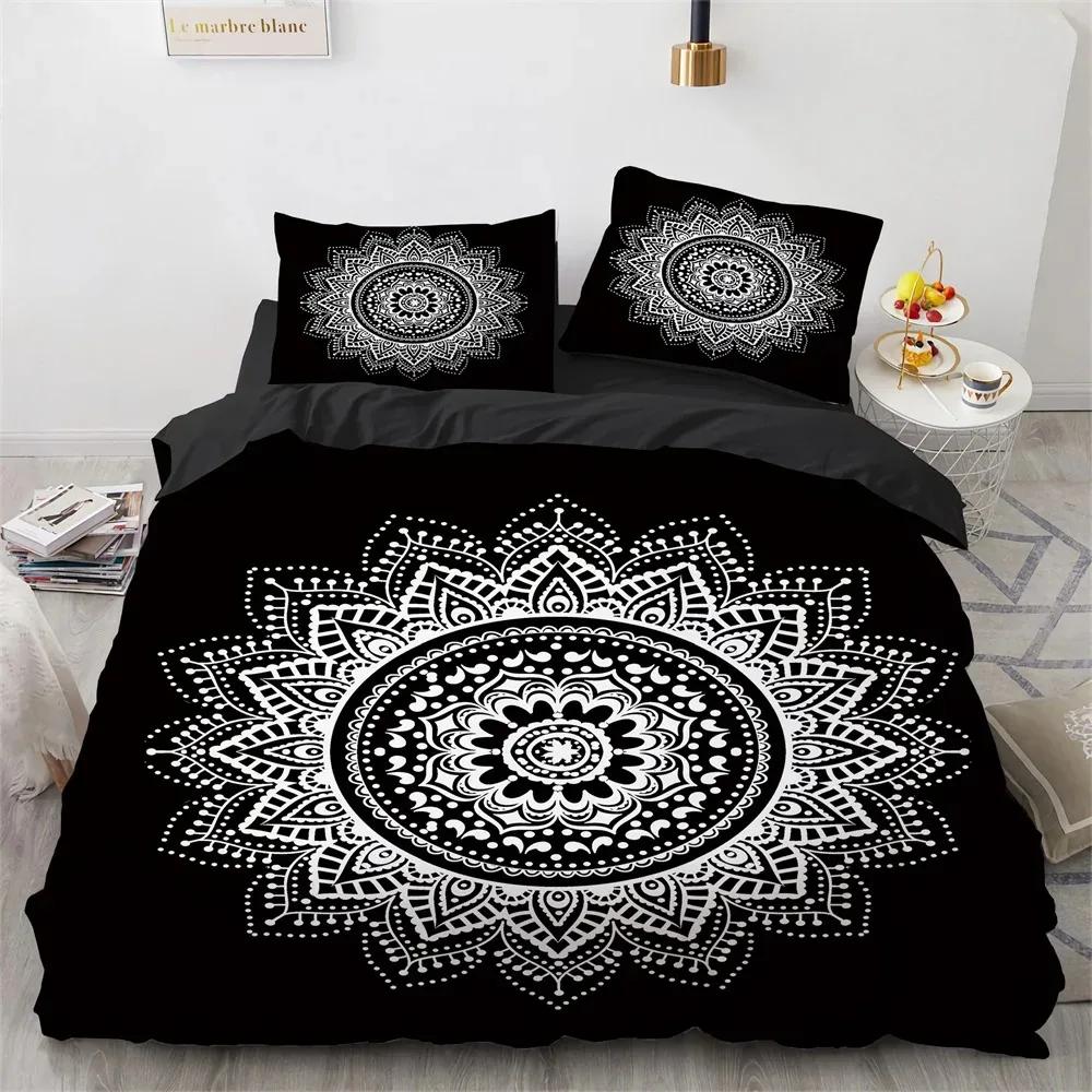 Bohemian Mandala King Queen Duvet Cover Boho Style Flower Bedding Set Adults Exotic Nordic Floral Polyester Quilt Cover