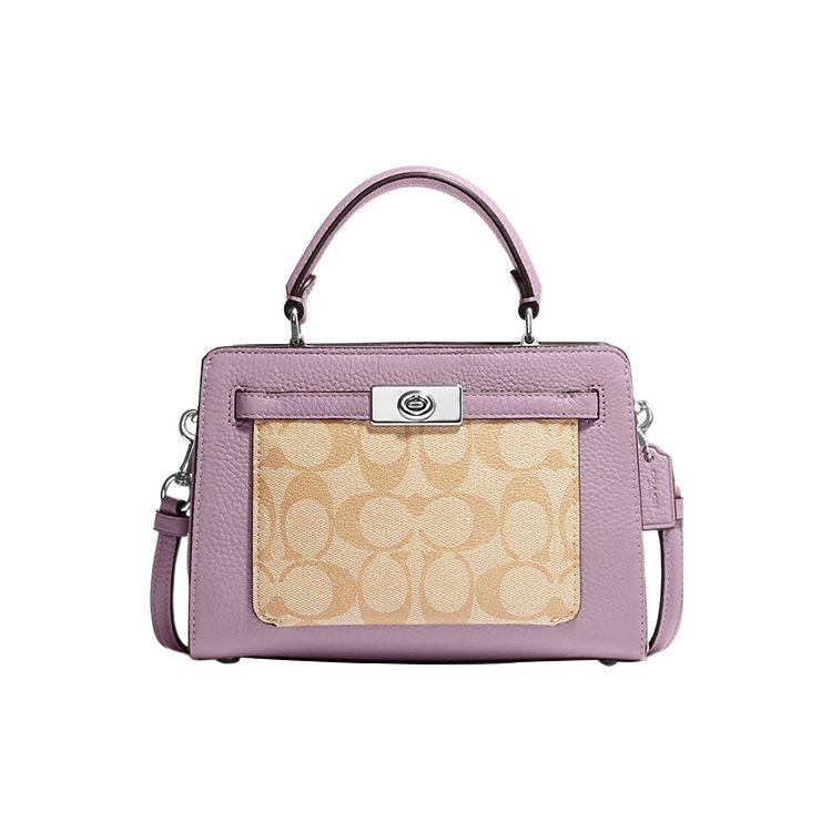 

Coach Lane 20 Classic Monogram Snap Closure Handbag Women handbag Khaki Purple CC977-SVV7O Basic Set (Bag+Dust Bag)