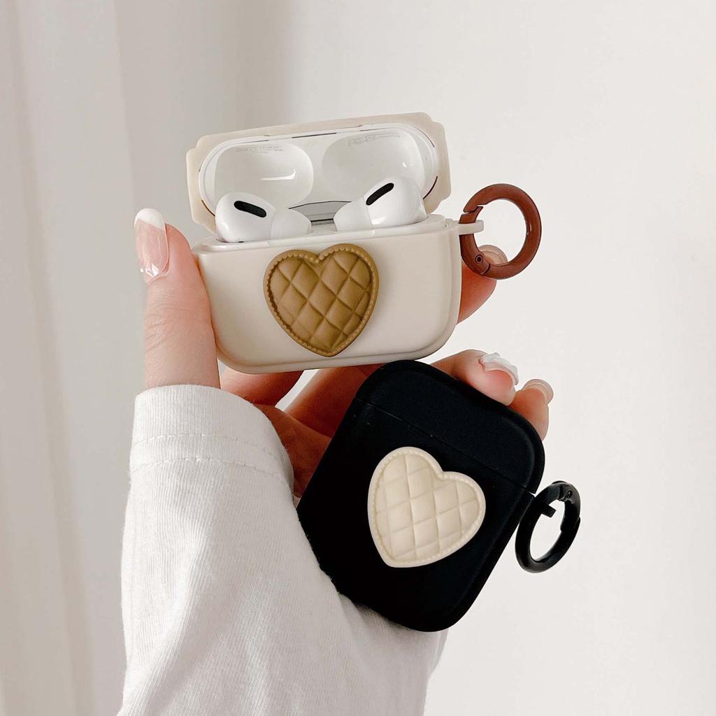 Matte Ins 3d Love Relif Heart Cute Couple Earphone Case For Apple Airpod Pro 1 2 3 Wireless Bluetooth Headset Charging Box Capa