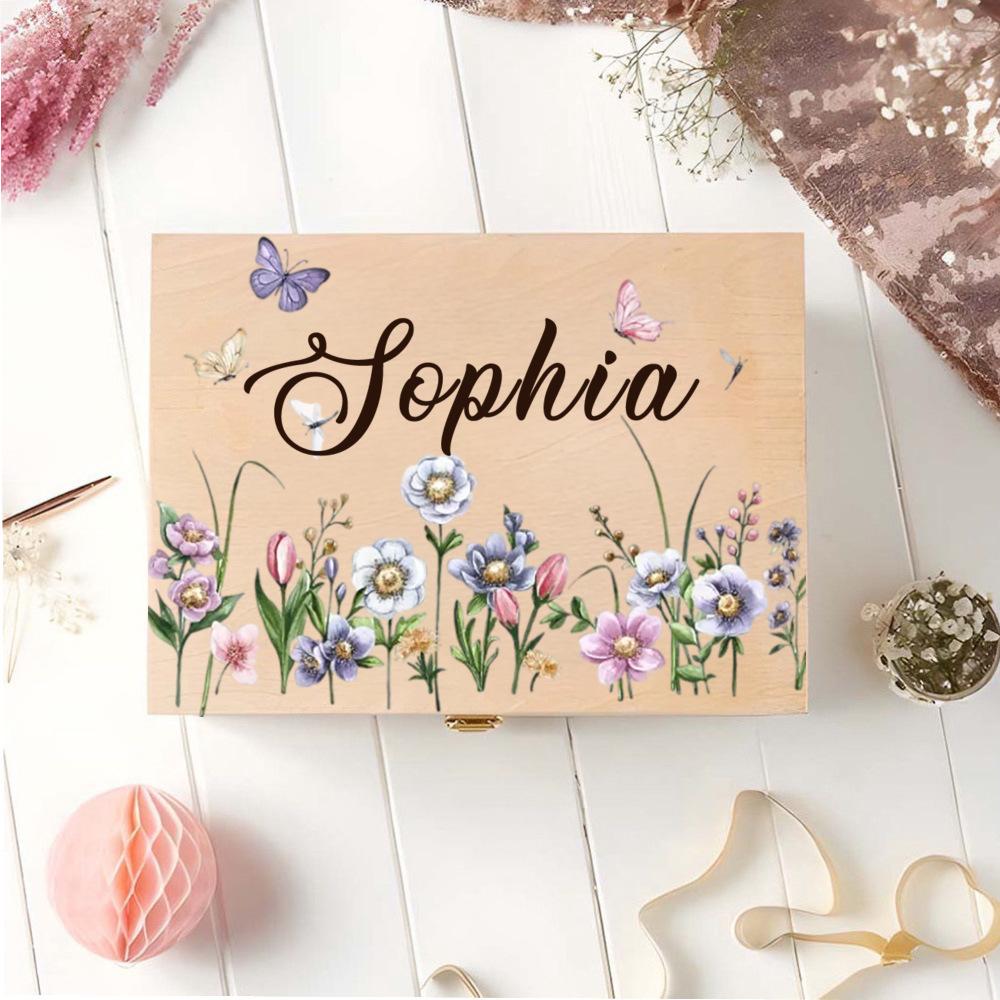 Personalized Baby Memory Box ,Custom Wooden Keepsake Box, Baby Gift for Newborn, Baptism, or Birth, Storage for Baby Memories